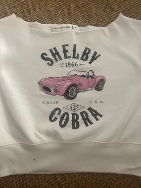 abercrombie kids White Pullover with Pink Shelby Cobra Graphic